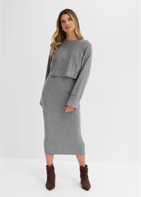 Abito in maglia e maglione abbinato (set 2 pezzi), bonprix