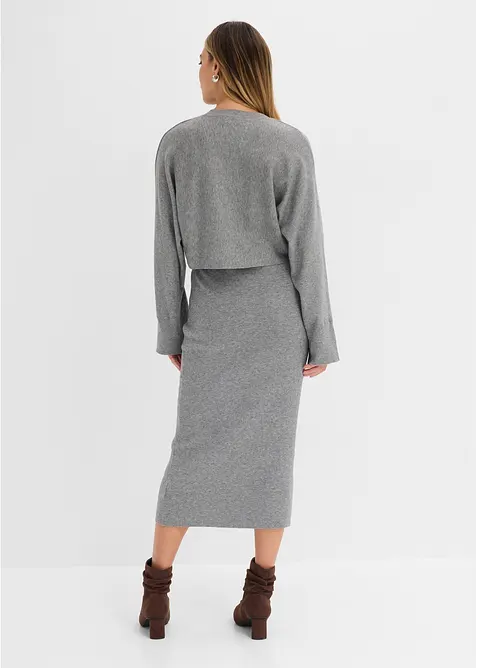 Abito in maglia e maglione abbinato (set 2 pezzi), bonprix