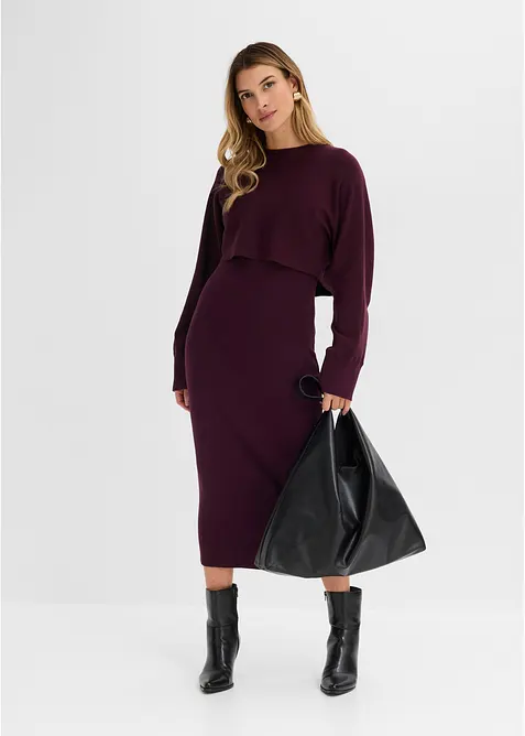 Abito in maglia e maglione abbinato (set 2 pezzi), bonprix