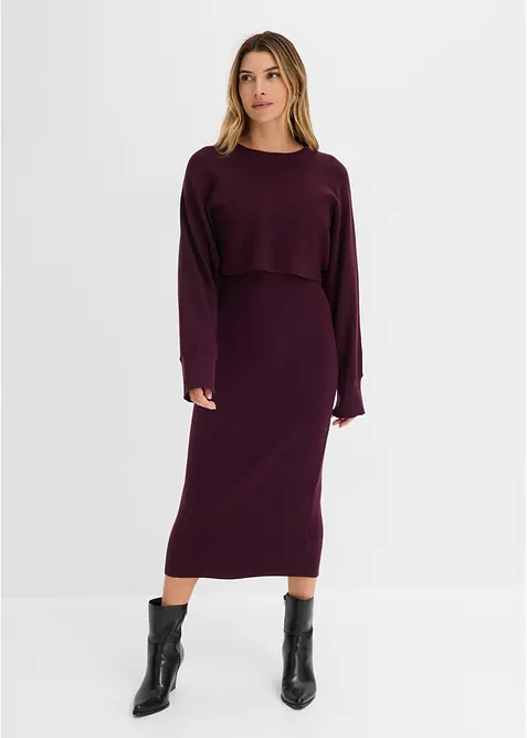 Abito in maglia e maglione abbinato (set 2 pezzi), bonprix