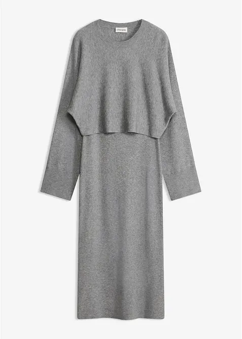 Abito in maglia e maglione abbinato (set 2 pezzi), bonprix