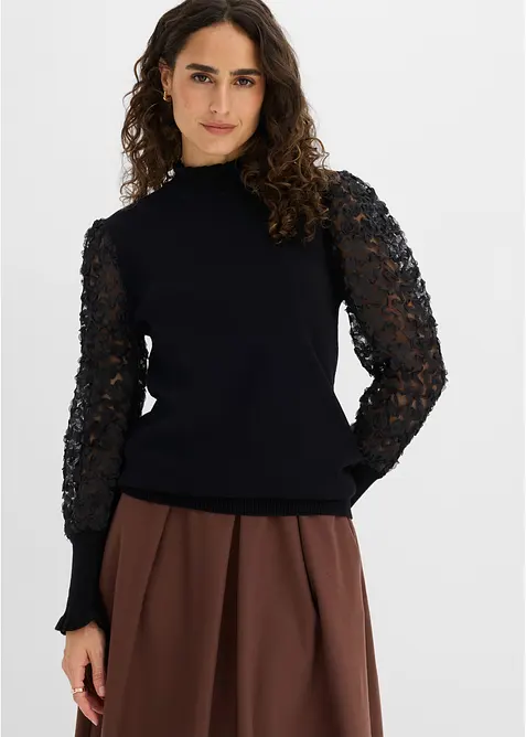 Maglione a collo alto in misto viscosa morbido, bonprix