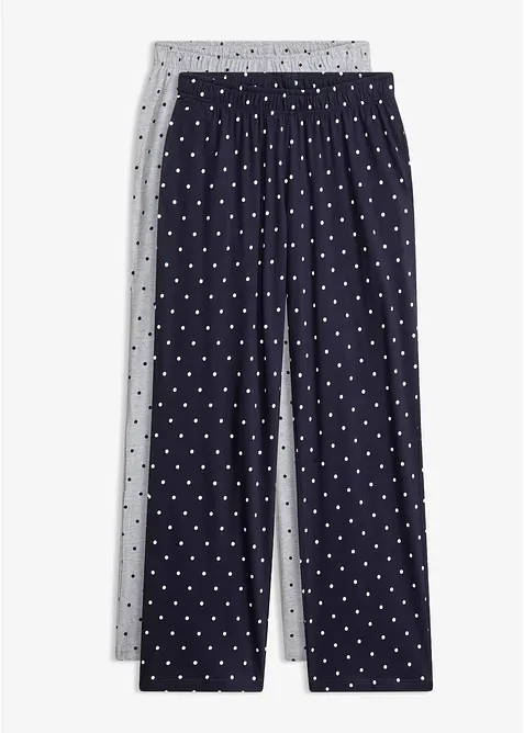 Pantaloni da pigiama lunghi in puro cotone (pacco da 2), bonprix