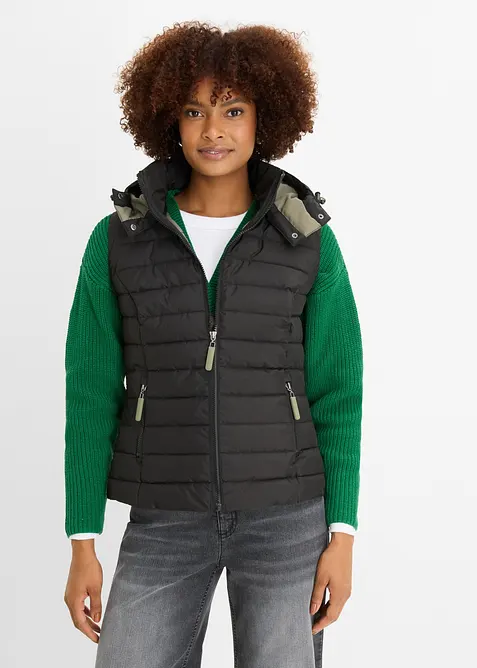 Gilet trapuntato con cappuccio, bonprix