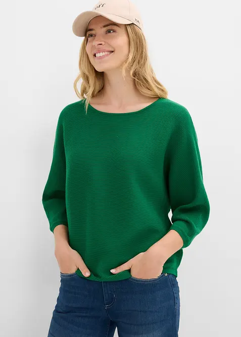 Maglione oversize a costine in misto viscosa, bonprix