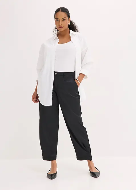 Pantaloni barrel in satin fluente, bonprix