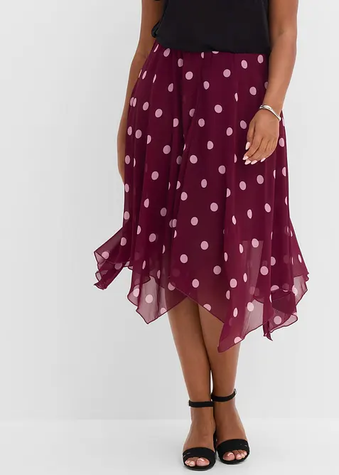 Gonna midi di chiffon con orlo asimmetrico, bonprix