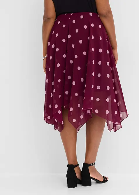 Gonna midi di chiffon con orlo asimmetrico, bonprix