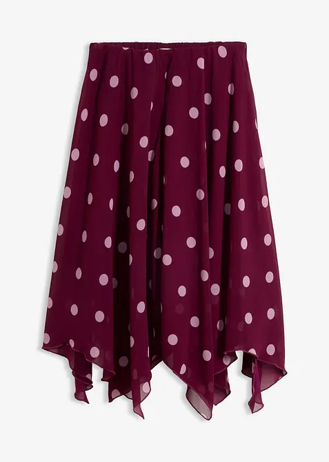 Gonna midi di chiffon con orlo asimmetrico, bonprix