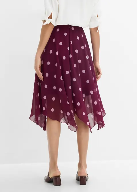 Gonna midi di chiffon con orlo asimmetrico, bonprix