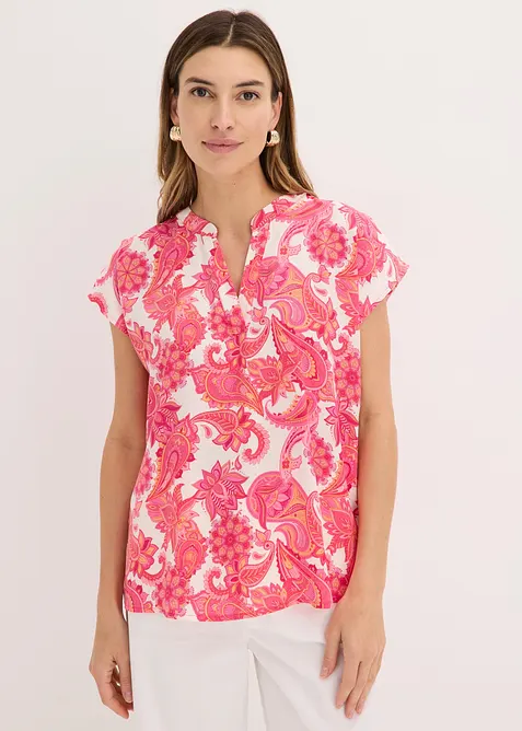 Camicetta a maniche corte in satin fluido, bonprix