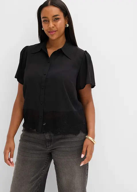 Blusa con pizzo, bonprix