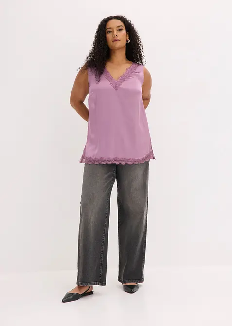 Top in pizzo con scollo a V, bonprix
