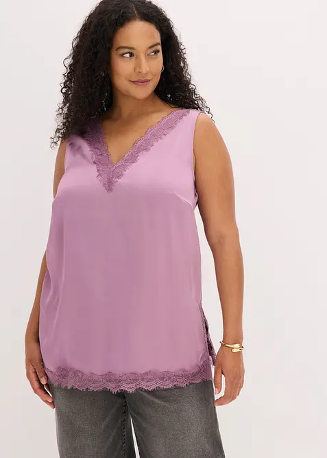 Top in pizzo con scollo a V, bonprix