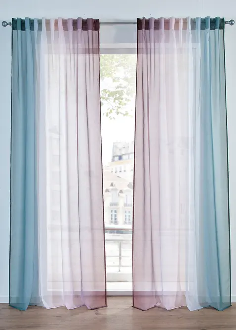 Tenda trasparente con delicata trama strutturata, anche extra lunga (pacco da 2), bonprix