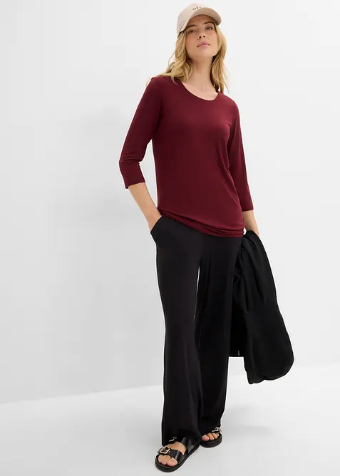 Maglia lunga in morbido misto viscosa con doppio strato frontale (pacco da 2), bonprix