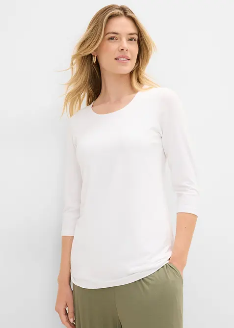 Maglia in morbido misto viscosa con doppio strato frontale (pacco da 2), bonprix