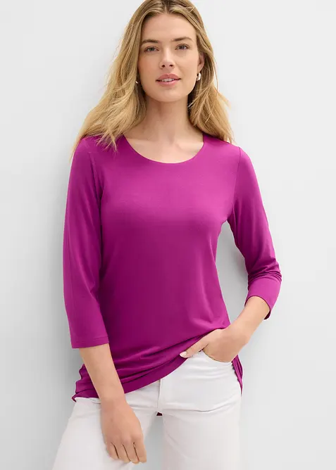 Maglia lunga in morbido misto viscosa con doppio strato frontale (pacco da 2), bonprix