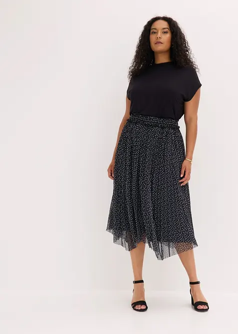 Gonna midi plissettata, bonprix