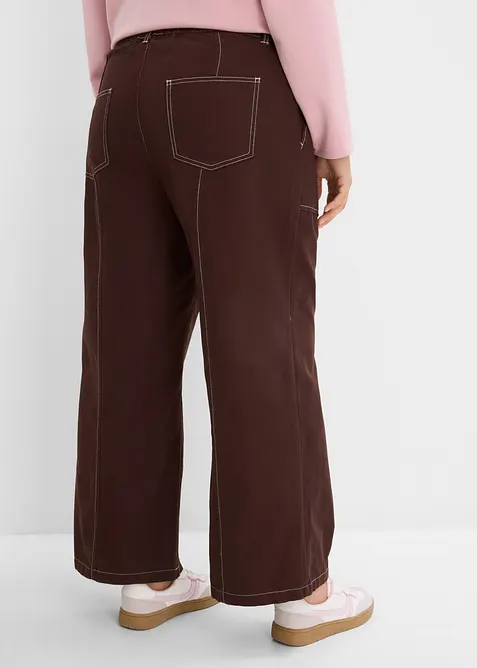 Pantaloni cropped in twill di puro cotone, bonprix