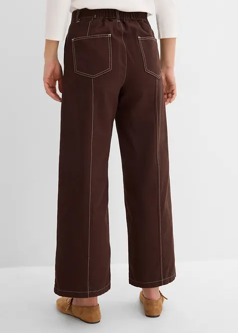 Pantaloni cropped in twill di puro cotone, bonprix