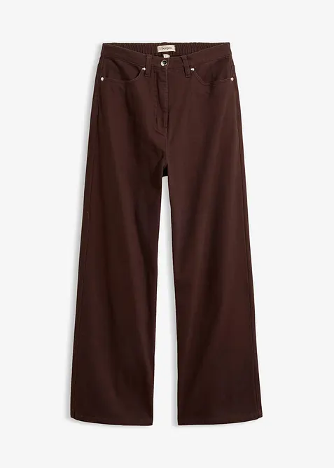 Pantaloni in twill di misto cotone, vita alta, bonprix