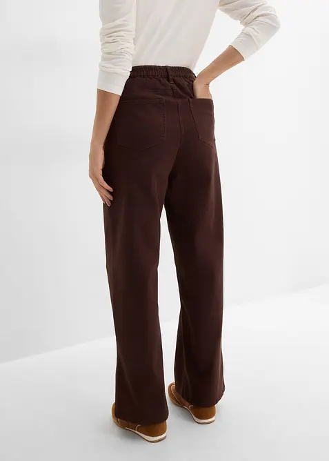 Pantaloni in twill di misto cotone, vita alta, bonprix