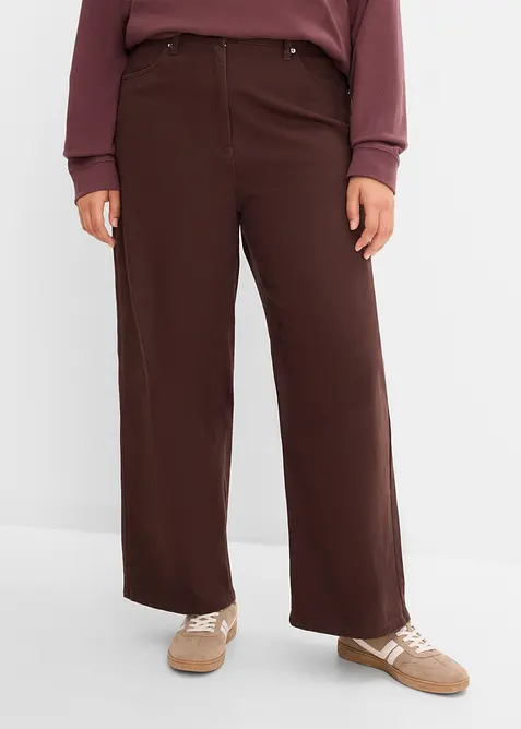 Pantaloni in twill di misto cotone, vita alta, bonprix