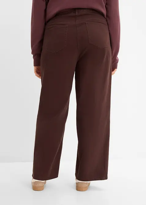 Pantaloni in twill di misto cotone, vita alta, bonprix