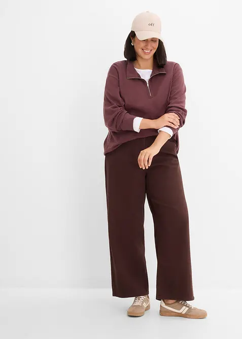 Pantaloni in twill di misto cotone, vita alta, bonprix