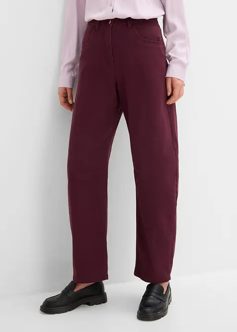 Pantaloni barrel a vita alta in twill, bonprix
