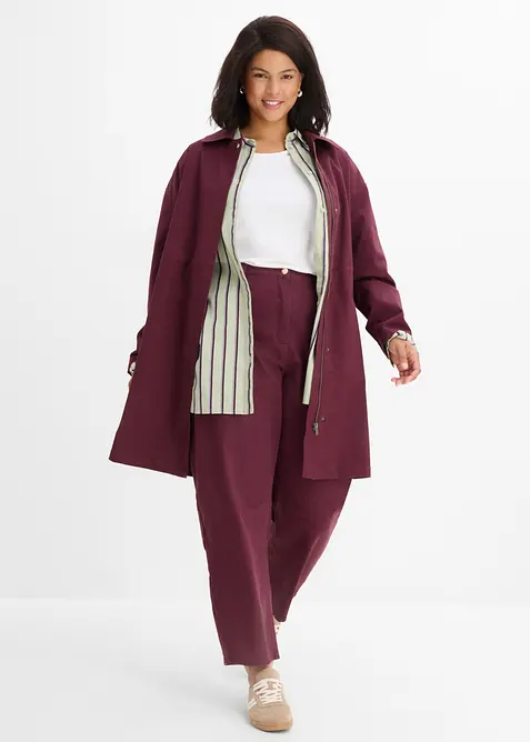 Pantaloni barrel a vita alta in twill, bonprix