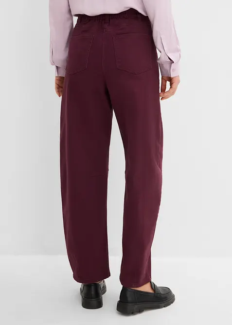 Pantaloni barrel a vita alta in twill, bonprix