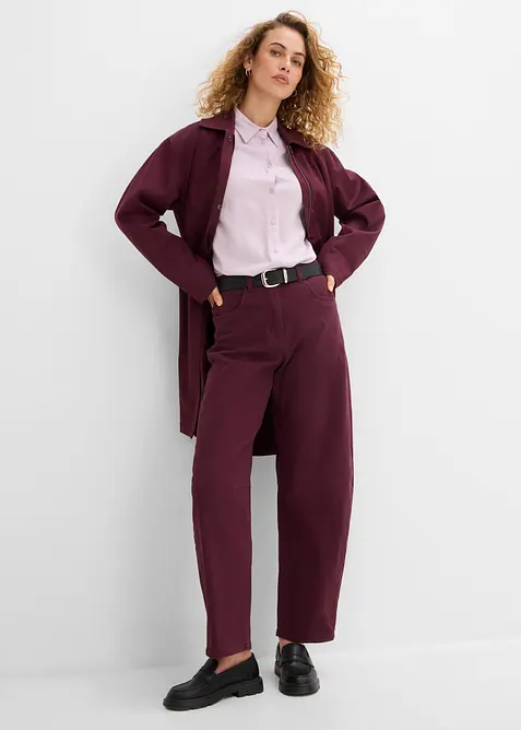 Pantaloni barrel a vita alta in twill, bonprix