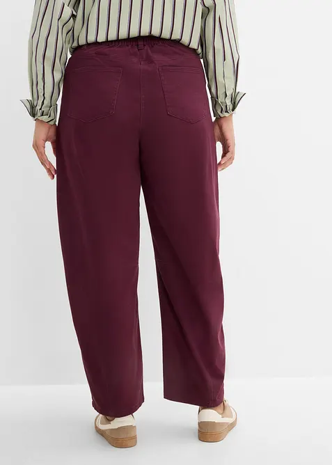 Pantaloni barrel a vita alta in twill, bonprix
