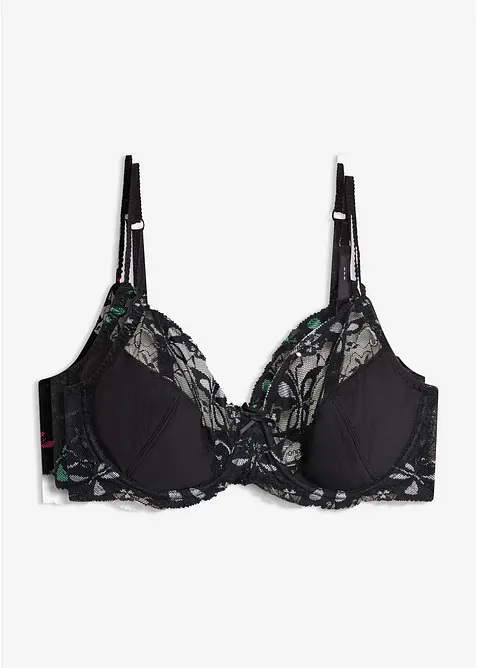 Reggiseno con ferretto e pizzo delicato (pacco da 3), bonprix