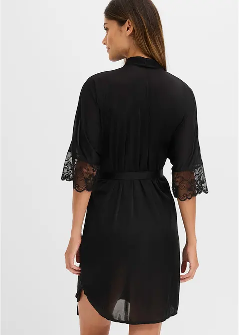 Kimono in satin con pizzo, bonprix