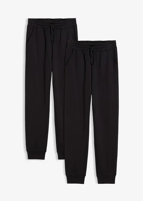 Pantaloni da jogging in misto cotone morbido (pacco da 2), bonprix