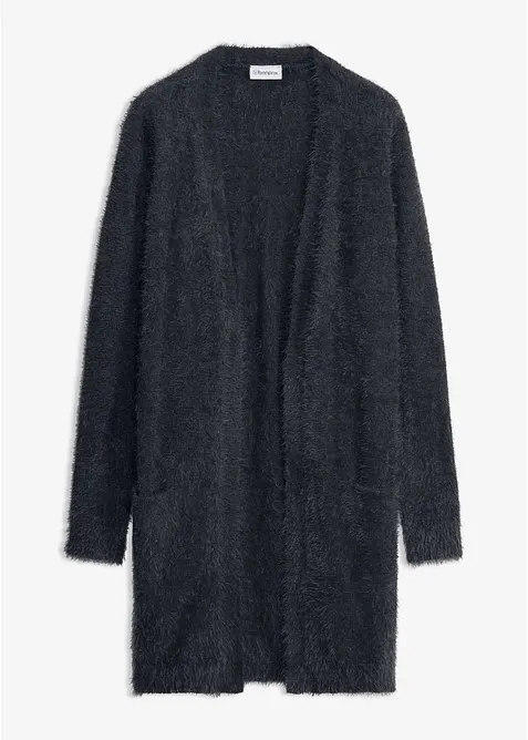 Cardigan lungo in filato peloso, bonprix