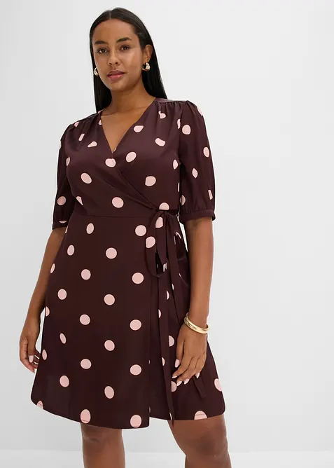 Abito a portafoglio in satin fluido, bonprix