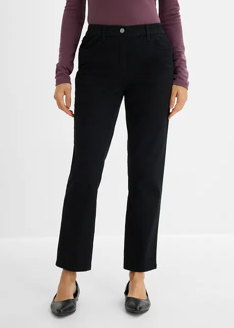 Pantaloni in twill dal taglio dritto a vita alta, bonprix