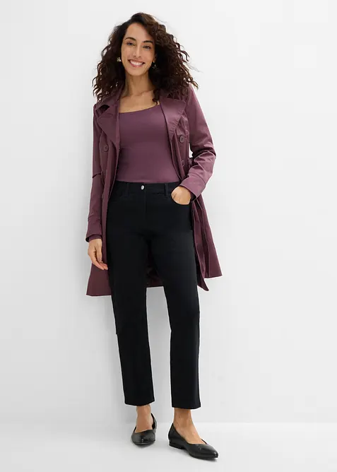Pantaloni in twill dal taglio dritto a vita alta, bonprix