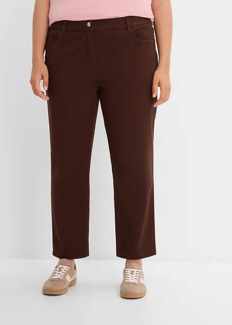 Pantaloni in twill dal taglio dritto a vita alta, bonprix