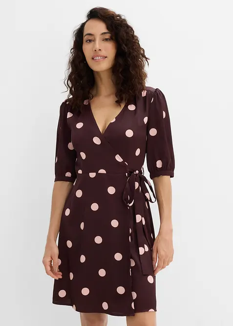Abito a portafoglio in satin fluido, bonprix