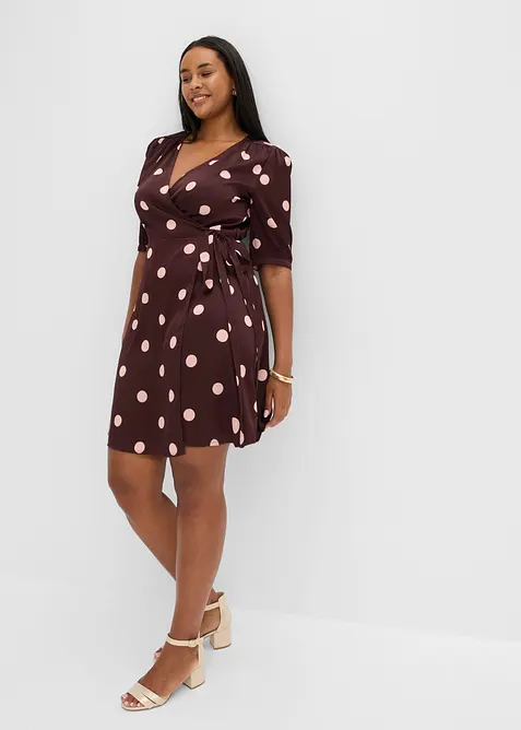 Abito a portafoglio in satin fluido, bonprix
