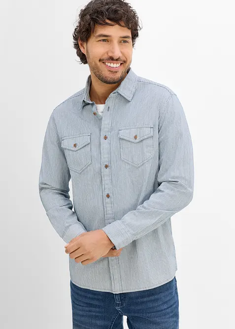 Camicia in jeans in puro cotone a maniche lunghe, bonprix