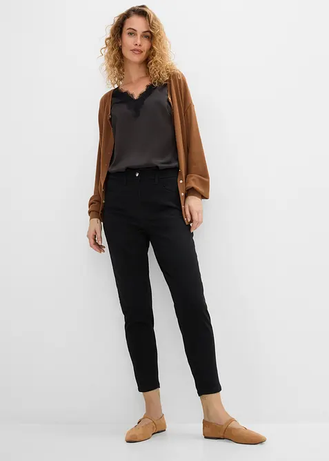 Pantaloni  mom a vita alta in twill, bonprix