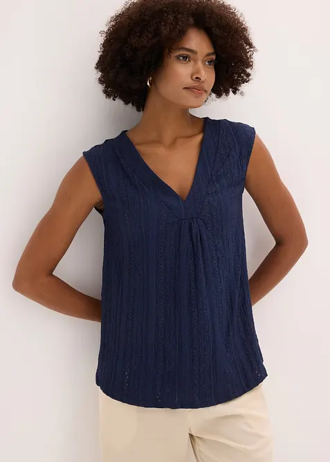 Top con ricami traforati, bonprix