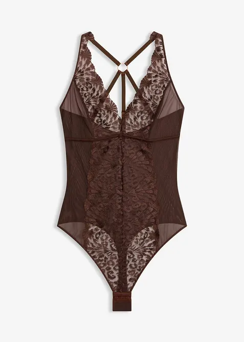 Body con perizoma e raffinato ricamo, senza ferretto, bonprix