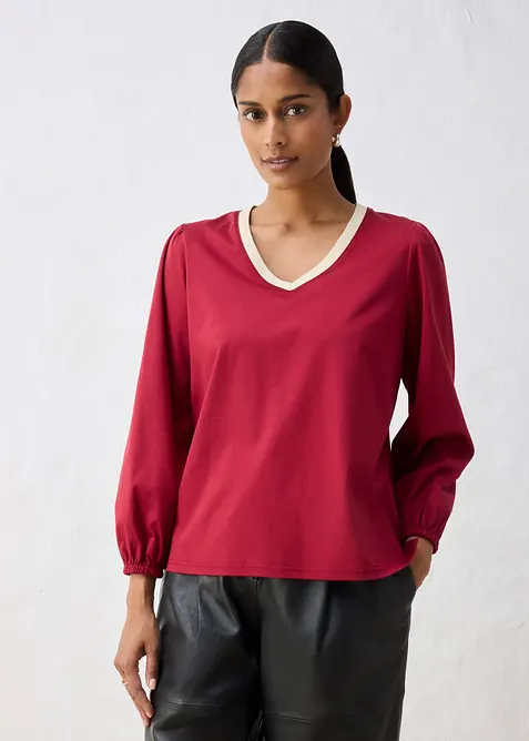Maglia a maniche lunghe in misto cotone-seta, bonprix